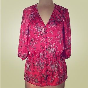Banana Republic floral silk blouse